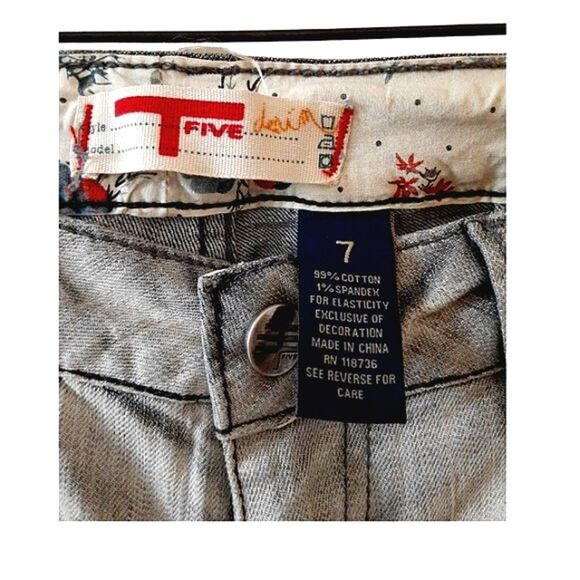T five Denim Grey Skinny Straight Jeans Low Rise Size 7 - Picture 6 of 6